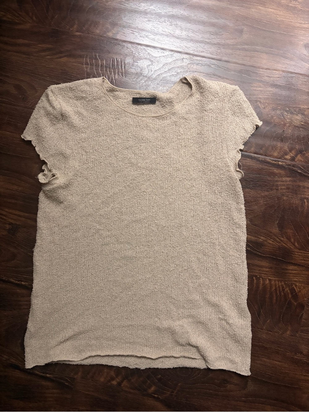 COTTON BLEND SHORT SLEEVE ROLLED-NECK SWEATER
